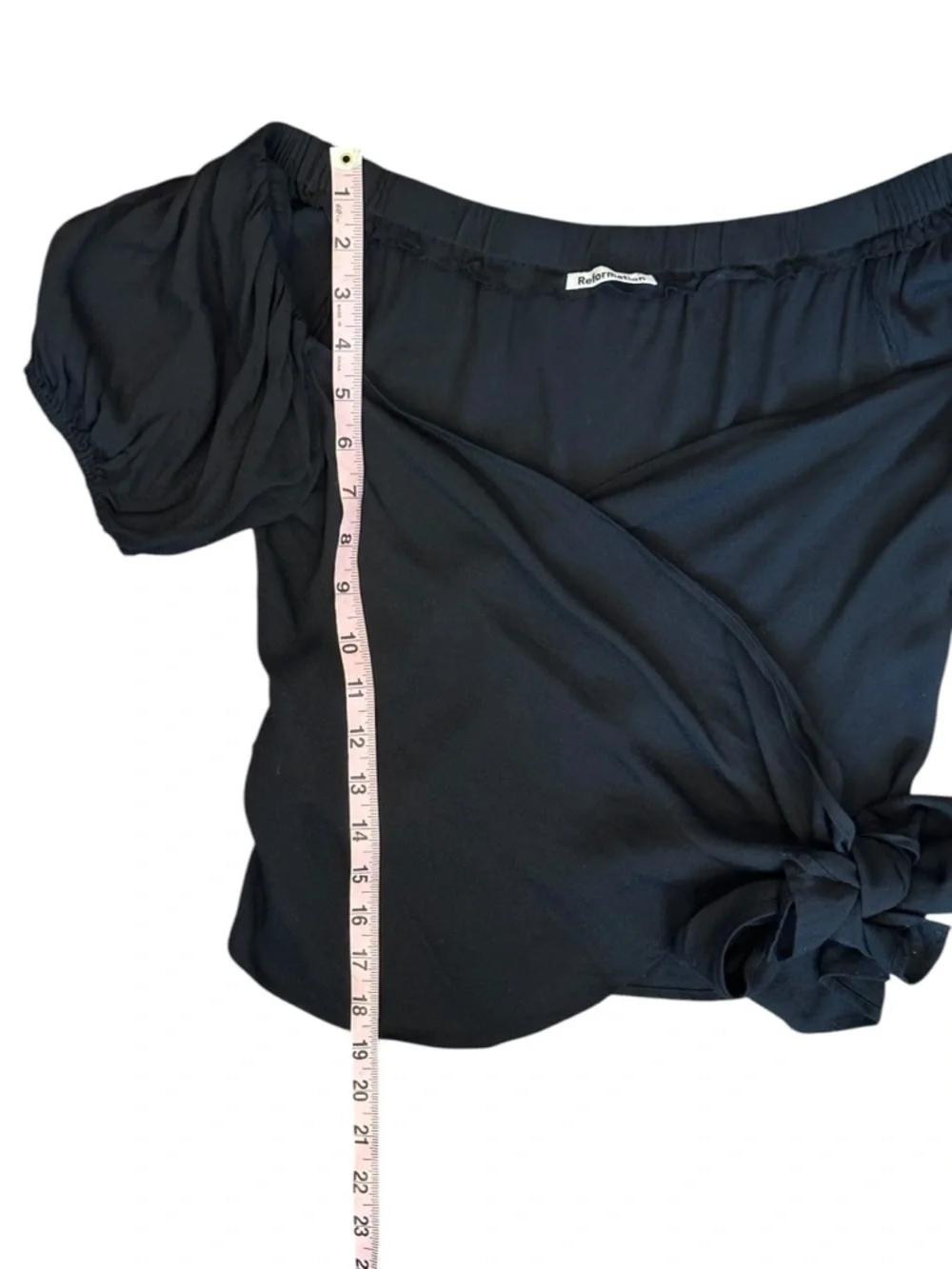 Reformation Lores Off The Shoulder Puff Sleeve Wrap Top in Black Women’s XS $148